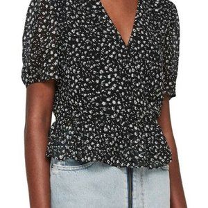 All Saints Ilia Pippa Peplum Top Floral Printed